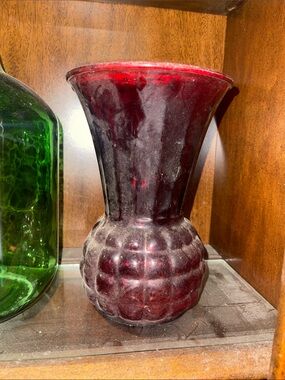 Anchor Hocking Ruby Red Glass Goblet-Style Vase